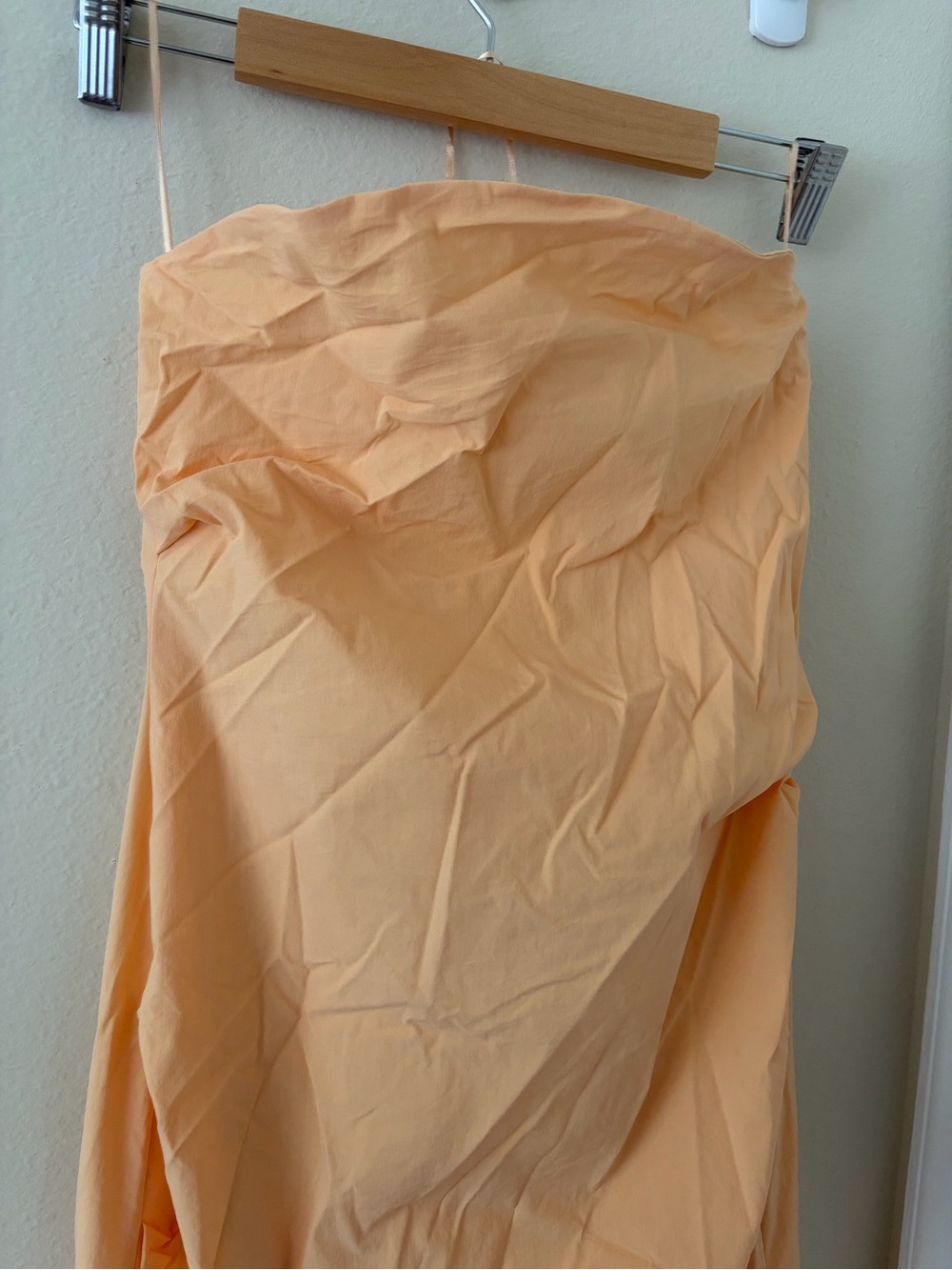Mango Peach Strapless Midi Dress
